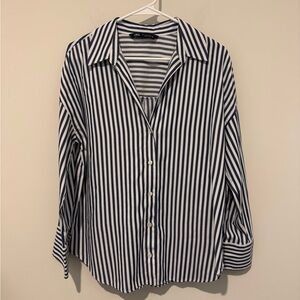 Zara Navy and White Striped Shirt